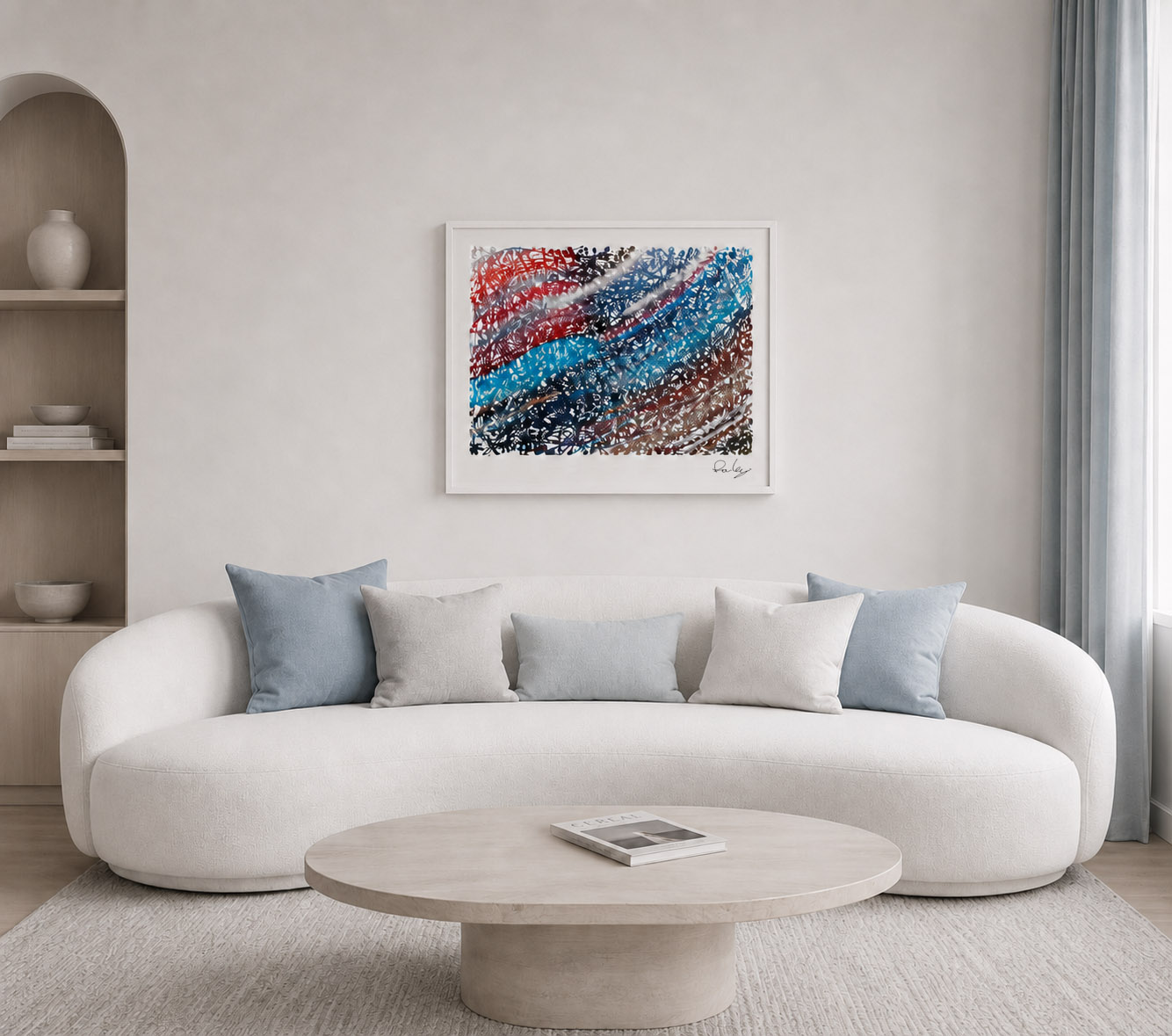 Almost American framed in a living room
