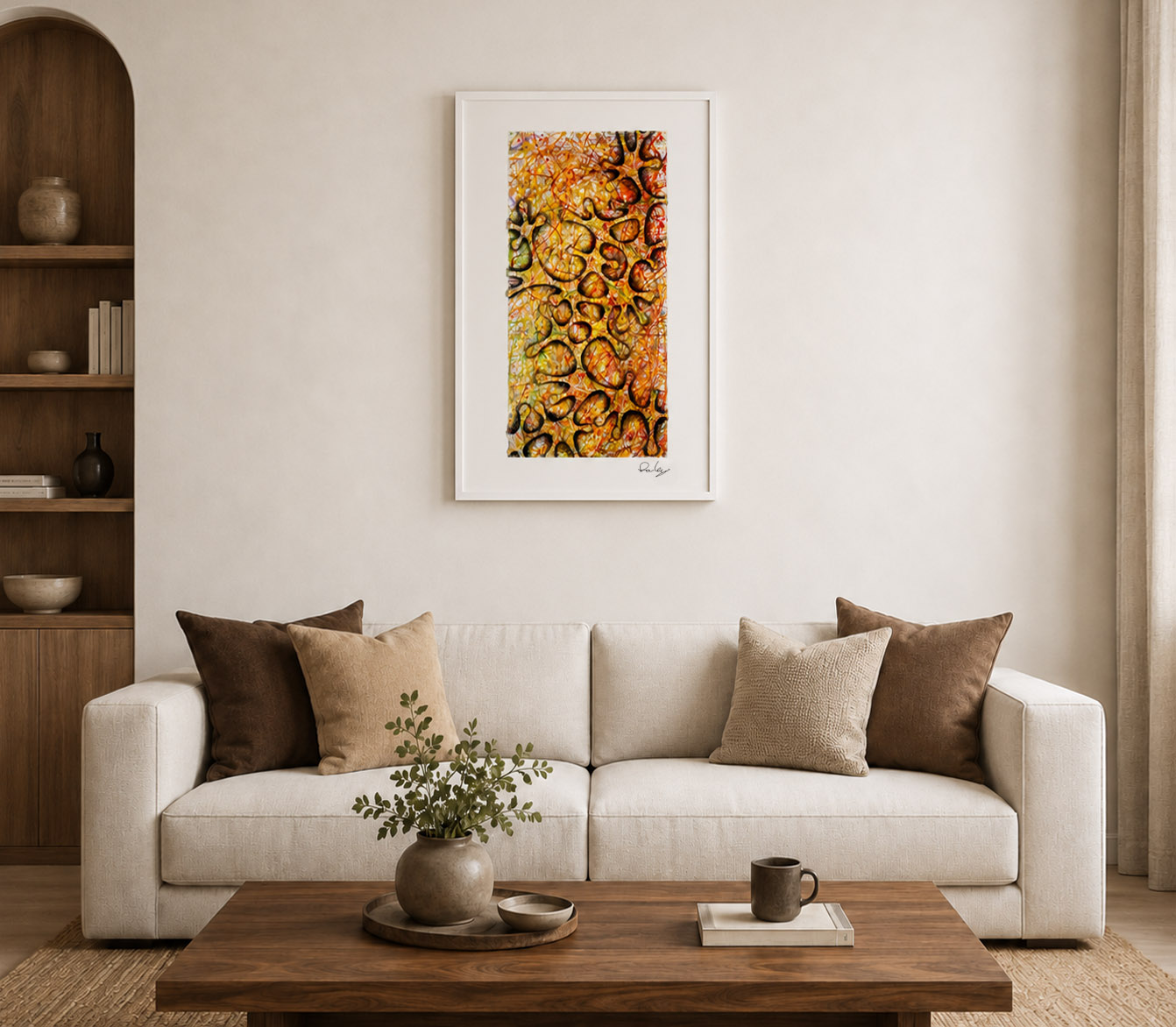 Ethereal Ululations framed in a living room