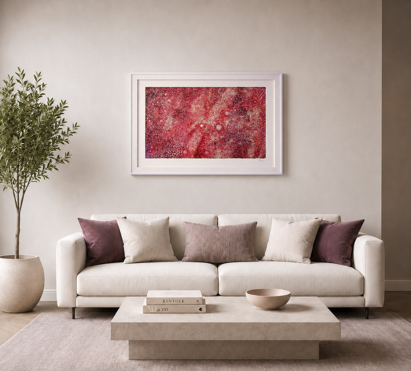 Loved Up framed in a living room
