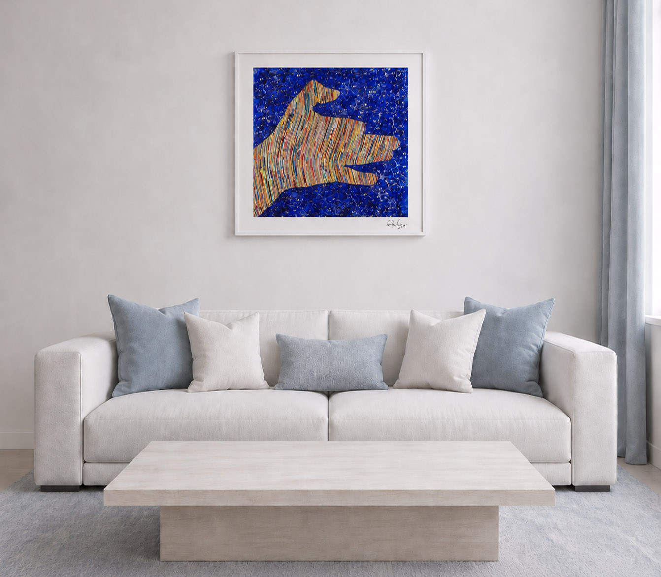 Nothing but a Hand Dog framed in a living room